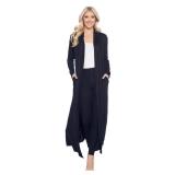 Isaac Liev Womenfts Maxi Cardigan  Casual Long Flowy Open Front Floor Length Drape Lightweight Duster Sweater Made in USA