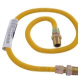 Eastman 48 Inch x 38 in OD Flexible Gas Line Connector, 12 x 12 in MIP Fitting Ends, Stainless Steel with Epoxy Coating, 10YE505048B