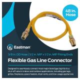 Eastman 48 Inch x 38 in OD Flexible Gas Line Connector, 12 x 12 in MIP Fitting Ends, Stainless Steel with Epoxy Coating, 10YE505048B