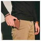 DONBOLSO Front Pocket Minimalist Leather Slim Wallet for Men - Extra Capacity Bifold Wallets with ID Window - Menfts Thin Billfold with 7 Card Slots - Genuine Leather Gift for Him - Nappa Brown