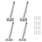 Seimneire 4pcs 8 Inch Furniture Legs, Oblique Conical Metal Legs Chrome Mid-Century Style Furniture Feet for Sofa Cabinet Table Chair Cupboard Couch Ottoman Home DIY Projects