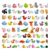 80 Pcs Mini Resin Animals 80 Styles Resin Animals Figurines Bulk for Fairy Garden Miniature Dollhouse Accessories Hide Crafts Decor