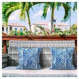 LVTXIII Outdoor Throw Pillow Covers 18 x 18 Inch, Covers ONLY Modern Paisley Pattern Decorative Square Toss Pillow Case Pack of 2 for Home Patio Garden Sofa Bed Furniture, Blue Bricks