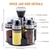 Mlici Oil and Vinegar Dispenser Set of 6 Bottles, Stainless Steel Salt Pepper Holder with 360° Rotating Holder, Cruet Soy Sauce - Premium Glass Condiment for Kitchen, Tabletop, Kitchen Containers (1 