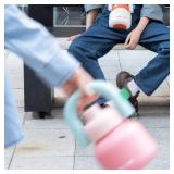 CHAKO LAB Water Bottle with Straw and Carry Handle | Wide Mouth vacuum insulated stainless steel Bottles | Reusable, leak-proof and BPA-free | 33oz(PinkandRed)