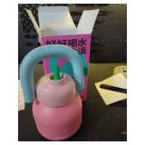 CHAKO LAB Water Bottle with Straw and Carry Handle | Wide Mouth vacuum insulated stainless steel Bottles | Reusable, leak-proof and BPA-free | 33oz(PinkandRed)