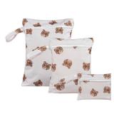 Happy Flute 3 Set Wet Bag Storage Bag Zipper Waterproof Washable Travel Bags, Beach, Pool, Gym Bag for Cloth Diaper, Swimsuits and Wet Clothes(HF01)