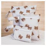 Happy Flute 3 Set Wet Bag Storage Bag Zipper Waterproof Washable Travel Bags, Beach, Pool, Gym Bag for Cloth Diaper, Swimsuits and Wet Clothes(HF01)