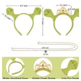 PATURPINT 5 Pieces Orge and Donkey Costume Accessory Set with Green Headbands, Crown, Heart Necklace, Gray Donkey Ears and Tail, Cosplay Props