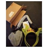 PATURPINT 5 Pieces Orge and Donkey Costume Accessory Set with Green Headbands, Crown, Heart Necklace, Gray Donkey Ears and Tail, Cosplay Props