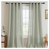 H.VERSAILTEX Elegant Linen Semi Sheer Blended Curtains Privacy Protection Light Filtering Nickel Grommet Window PanelsDrapes for Bedroom (Set of 2, 52x84-Inch, Sage)
