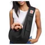 Tomkas Small Dog Sling Carrier - Classic Pocket and Classic Strap - for 3-10 lbs Pets(Black)