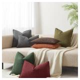 JUSPURBET 18x18 Pillow Covers Set of 2 Decorative Throw Pillow Covers Case for Couch Sofa Bed Soft Boucle Textured Cushion Covers with Hidden Zipper for Home Decor Living Room,Olive Green