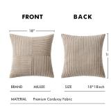 MIULEE Light Brown Corduroy Pillow Covers Pack of 2 Boho Decorative Spliced Throw Pillow Covers Soft Solid Couch Pillowcases Cross Patchwork Textured Cushion Covers for Living Room Bed Sofa 18x18 inch
