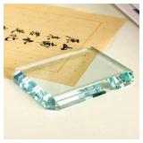 Set of 2 Rectangular Glass Paperweight Blocks - Clear Glass Paper Weights - Glass Block Decor Tiles for Office, Home Crafts, Projects, Ornaments (A)