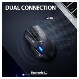 INPHIC A9 Explorer Wireless Mouse for Laptop, 2.4GBluetooth 5.0, RGB Lighting, 2400 DPI, Visible Battery, Type-C Charging