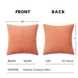 MIULEE Coral Red Corduroy Pillow Covers Pack of 2 Boho Decorative Spliced Throw Pillow Covers Soft Solid Couch Pillowcases Cross Patchwork Textured Cushion Covers for Living Room Bed Sofa 18x18 inch