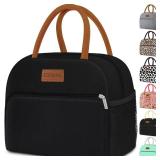 Coobiiya Lunch Box Lunch Bag for Women Adults Men, Reusable Cute Lunch Pail bag - Leakproof, Insulated Lunch Box Tote with Large Capacity, Cooler Lunch Container for WorkTravelOffice (Black)