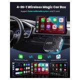 4-in-1 Wireless CarPlay Adapter for Streaming NetflixYouTubeTikTokTF Card, 2025 Magic Video AI Box and Android Auto Dongle Dual Band WiFi, Bluetooth 5.3 Plug and Play, Fits for OEM Wired CarPlay Cars
