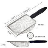 Firsal Cat Litter Scooper with Holder,Sturdy Litter Cleaner Corner Shovel,Stainless Steel Mesh Litter Scoop,Easy to Clean,Non-Slip Handle,Suitable for All cat Litter