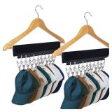 Hat Rack for Baseball Caps Hat Organizer Holder for Hanger and Room Closet Display, 2Pack 10 Hat Storage Clips for Hang Ball Caps Beanie, for Men Gift, Not Including Hangers and Hats (2PC Black)