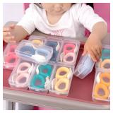 HIWOOD Baby Self Feeding Training Spoon and Fork Set with Travel Case, BPA-Free Cute Circle Toddler Training Utensils, SiliconeABS Great Tableware Set Spoons Fork for Kids (Blue)