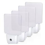 DEWENWILS Plug in LED Night Light with Light Sensor, Dusk to Dawn, Kids Nightlight for Nursery, Bathroom, Hallway, Bedroom, Cool White Light, Flat Clear Design, UL Listed, 4 Pack