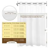 Barossa Design Fabric Snap-in Shower Curtain Liner Replacement, Removable and Washable, Hotel Style, 70x54, White
