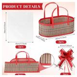 Reallnaive 2 Sets Empty Gift Baskets Large Woven Bamboo Basket for Christmas DIY Birthday Party Empty Gift 15.75 x 7.87 x 6.3 Inch, Bows and Cellophane Wrap Bags