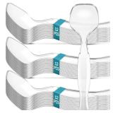 LemonRoad 36 Pack Plastic Serving Spoons for Buffet, Clear Plastic Serving Utensils for Hot and Cold Food, Large Heavy Duty Disposable Utensils for Parties, Holidays and Gatherings