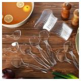 LemonRoad 36 Pack Plastic Serving Spoons for Buffet, Clear Plastic Serving Utensils for Hot and Cold Food, Large Heavy Duty Disposable Utensils for Parties, Holidays and Gatherings