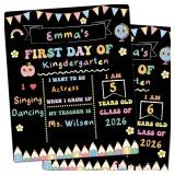 AmazingSpark First and Last Day of School Sign Board Double Sided 1st Back to School Supplies 10\x12\in for Kids Preschool Kindergarten Chalk Board, Cute Crayon Retro Groovy Photo Reusable(Macaron)in