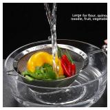 SUNWUKIN Stainless Steel Fine Mesh Strainers for Kitchen, Colander-Skimmer with Handle, Sieve Sifters for Food, Tea, Rice, Oil, Noodles, Fruits, Vegetable 4.73 inch