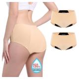 Carer Incontinence Underwear for Women 150ml High Absorbent Leak Proof Underwear for Women Washable Womenfts Incontinence Panties for Incontinence Bladder Leak 2 Pack Beige S