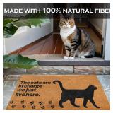 MAINEVENT The Cats are in Charge Cat Doormat 30x17 Inch, Funny Door Mat for Covered Outside Area, Cat Themed Decor Funny Welcome Mat wNon-Slip Backing