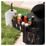 Goldusk Storage Bin for Traeger Grills with Paper Towel Holder and Drink Holder Accessories Outdoor Grill for Traeger Ironwood 650885, PRO 5757803422, for Pit boss, for Z-Grills Smoker Side Basket