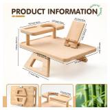 FZMEHL Sofa Arm Tray, Wooden Couch Arm Tray with Cup Holder and Rechargeable Mobile Phone Holder, for Drinks, Snacks, Remotes