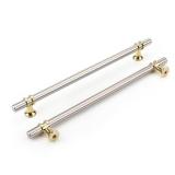 Rergy Cabinet Handles Drawer Pulls and Knobs, 10Pack Brushed Nickel and Gold 10inch Hole Center, Kitchen Hardware for Dresser Handle Zinc Alloy Furniture Pull