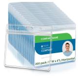 4x3 Inches Horizontal Badge Holder, Clear ID Card Holder with Waterproof Resealable Zip Type Protector, Badge Sleeve Fits Name Tag HolderRFIDProximityCredit Card (200pcs-Horizontal)