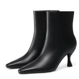 CELLENZ Womens Kitten Heel Boots: Ankle Pointed Toe Boots - Fall Trendy Short Boot - Black Side Zipper Dress Booties Office Formal Size 7