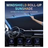 Roller Windshield Sun Shade, Essential Baby Roll-Up Window Sunshade in Car, Must-Have Interior Sun Protector Accessory, Pull Down Blackout Covers, Sun Visor Extenders (Rolled Sunshade - 40 * 38in)