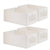 4 Pack Linen Storage Bins, Storage Containers for Organizing Clothing, Jeans, Toys, Books, Shelves, Closet, Wardrobe - Closet Organizers and Storage, Large Storage Boxes Baskets with Window