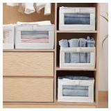 4 Pack Linen Storage Bins, Storage Containers for Organizing Clothing, Jeans, Toys, Books, Shelves, Closet, Wardrobe - Closet Organizers and Storage, Large Storage Boxes Baskets with Window
