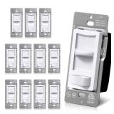 BESTTEN 12 Pack Super Slim Quiet Dimmer Switch for LED, CFL, Halogen and Incandescent Bulbs, Single Pole or 3-Way Slide Dimmable Light Switch, ETL Listed, White