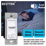 BESTTEN 12 Pack Super Slim Quiet Dimmer Switch for LED, CFL, Halogen and Incandescent Bulbs, Single Pole or 3-Way Slide Dimmable Light Switch, ETL Listed, White