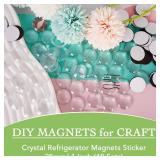 96pcs Craft Magnets Glass w Adhesive Backing and Transparent Clear Glass Cabochons DIY Craft Fridge Magnets for Whiteboard Refrigerator(48 Set,1-Inch,Round)