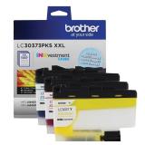 Brother Genuine LC30373PKS, 3-Pack Super High-Yield Color INKvestment Tank Ink Cartridges, Includes 1 Cartridge Each of Cyan, Magenta and Yellow Ink, Page Yield Up to 1,500 PagesCartridge, LC3037