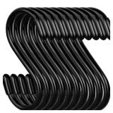 DINGEE 20 Pack Rubber Coated S Hooks for Hanging Plants,Heavy Duty S Hook,Non Slip 3 Inch Closet S Hooks,Steel Metal Black Vinyl Coated Small Hanging Hook for Jeans Pots and Pans Coffee Cups