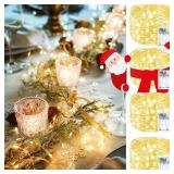 4 Pack 240 LED Christmas Fairy Lights Battery Operated with Timer, 80FT Waterproof Twinkle Lights Indoor Outdoor, String Lights Battery Powered for Bedroom, Centerpiece, Chistmas Decor (Warm White)