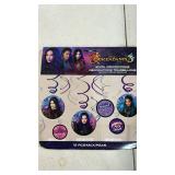 Swirl Hanging Decorations - 5\ and 7\in (Pack of 12) - Perfect for Themed Parties and Events, Disney Descendants 3in
